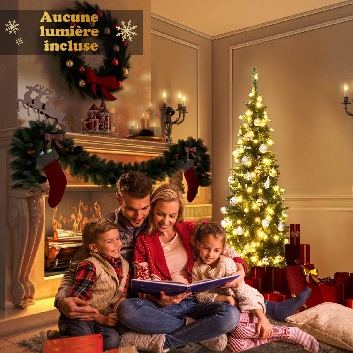 Arbre De Noël Artificiel 200 Cm Avec 250 Lumières LED Sapin Artificiel Avec 708 Branches